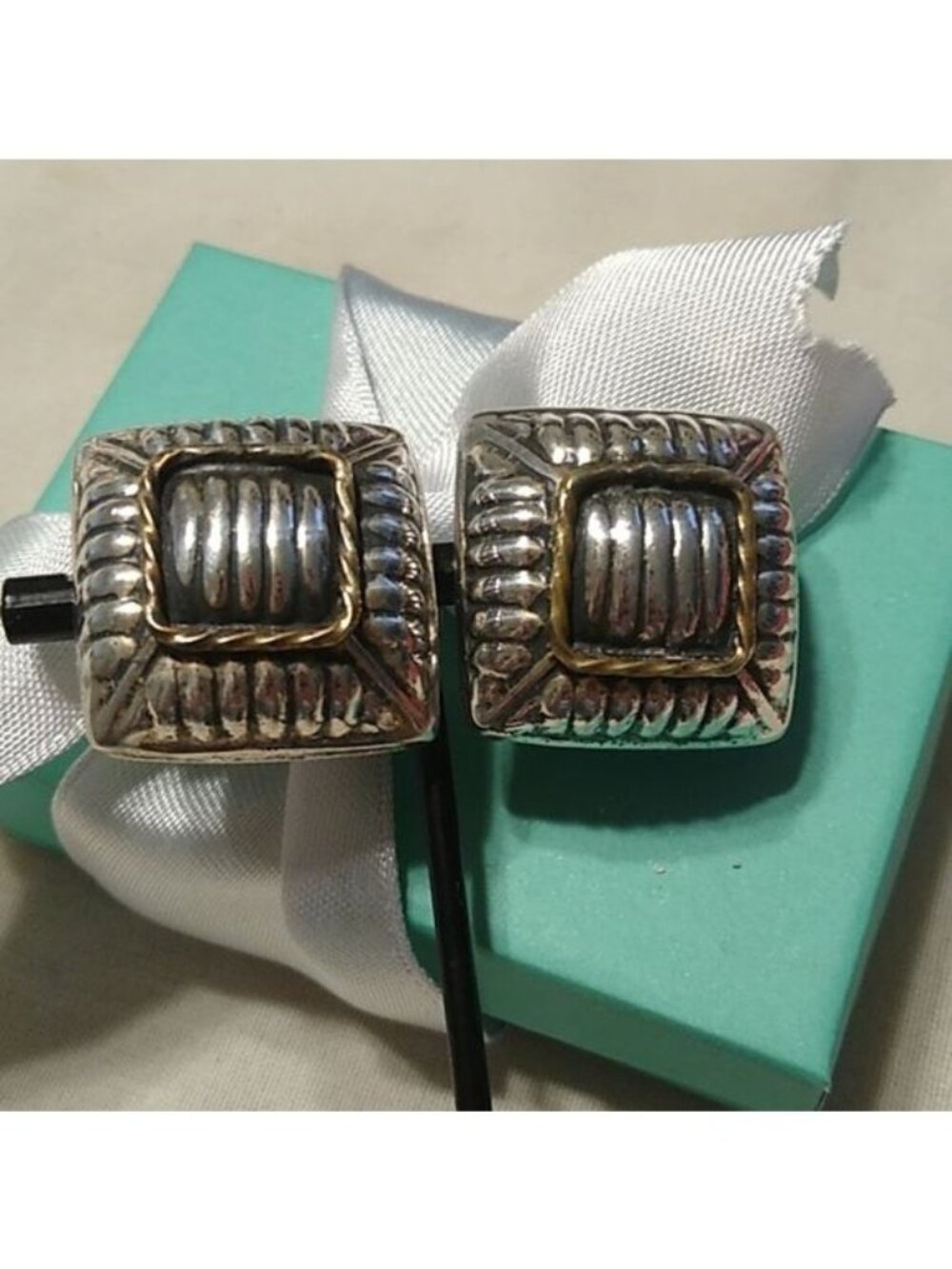 Vintage Signed Sterling Silver Taxco TN-49 Mexican Artisan made Clip-On Earrings